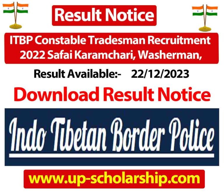 ITBP Constable Tradesman Recruitment 2022 Safai Karamchari, Washerman, Other Post Final Result 2023