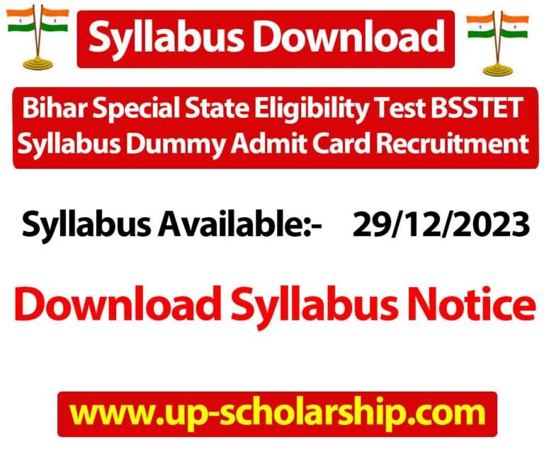 Bihar Special State Eligibility Test BSSTET Syllabus Dummy Admit Card Recruitment 2023 direct download link